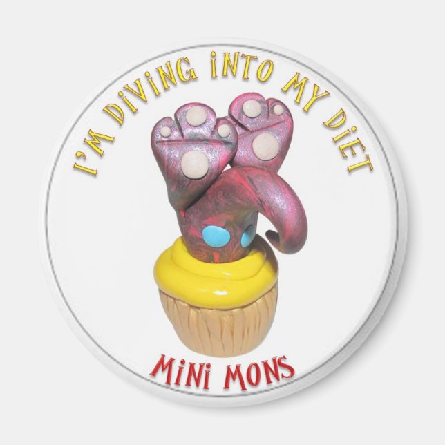 Mini Mons "Diving in a diet" Magnet (Framsidan)