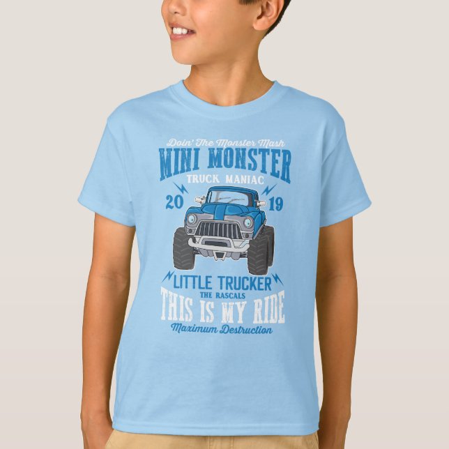 Mini Monster Lastbil Manic Little Trucker Boy T Shirt (Framsida)