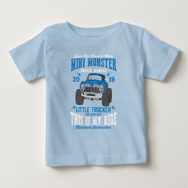 Mini Monster Lastbil Manic Little Trucker Boy T Shirt (Framsida)