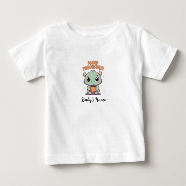 Mini Monster Personlig Baby Halloween T-shirt (Framsida)