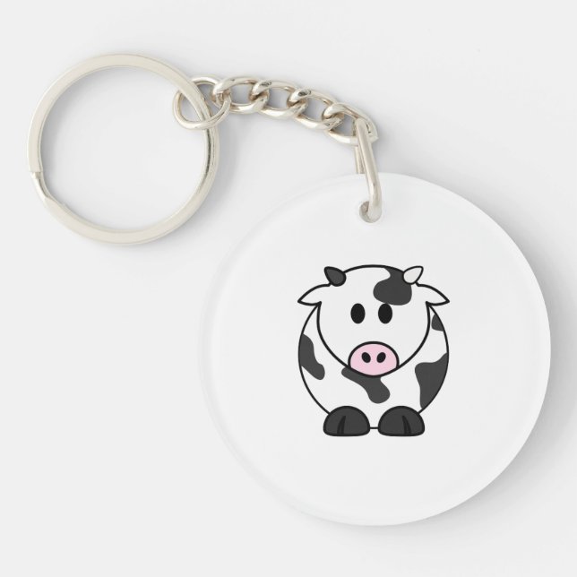 Mini Moo – Puffig Ko Nyckelring i Akryl (Framsidan)