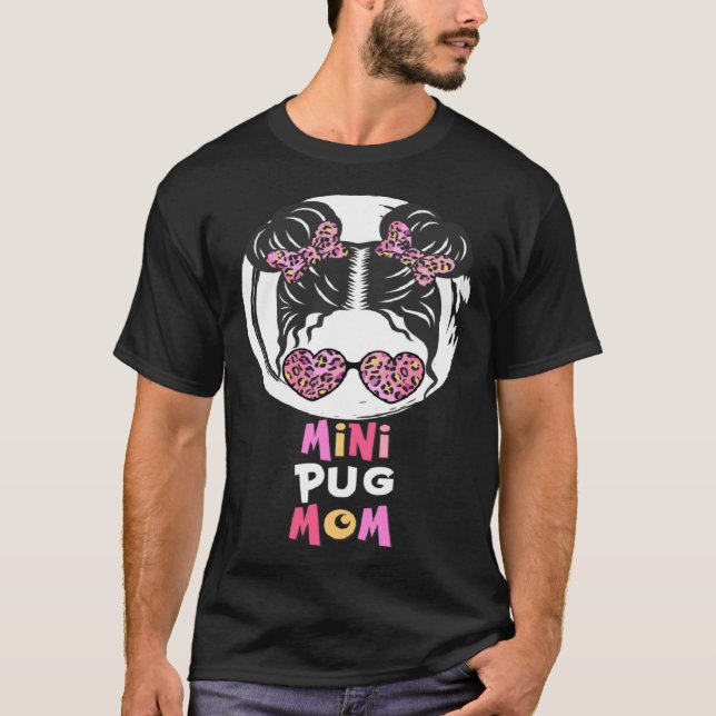 Mini Mops Mor Mops hund liten tjej söt T Shirt (Framsida)