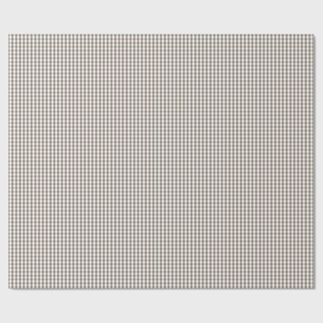 Mini Mulch Brun Gingham Rutigt Mönster på Vitt Presentpapper (Platt)