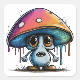 Mini Mushroom Minion Fyrkantigt Klistermärke