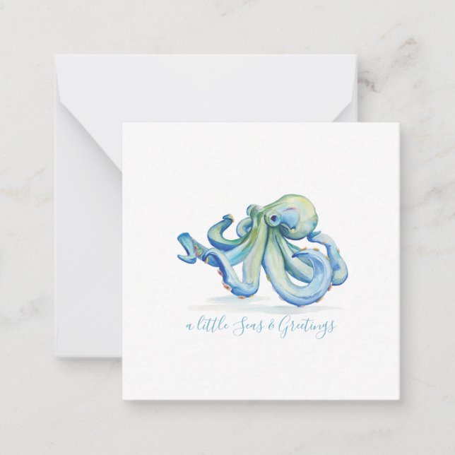 Mini Octopus jul Anteckningskort (Framsida)