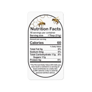 Mini Oval Honeybees Nutrition Facts Label Adressetikett