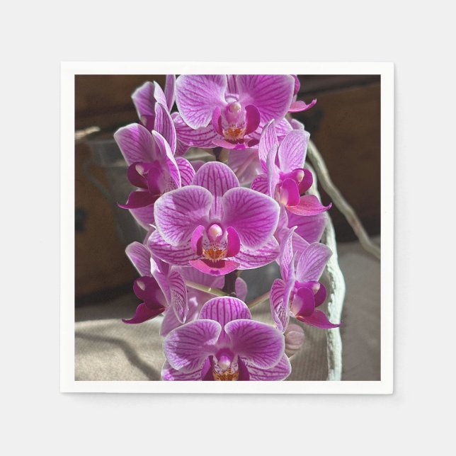 Mini Phalaenopsis Sogo Vivien Lila Orchid Flower Pappersservett (Framsidan)