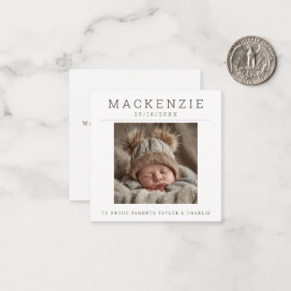 MINI Photo New Baby Photo Personalized 2 sided Anteckningskort