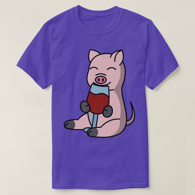 Mini Pig Drinking Wine Pet Premium  T Shirt (Design framsida)