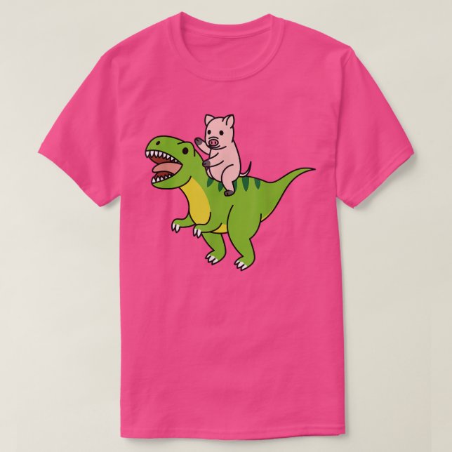Mini Pig Riding T-Rex Dinosaur Pet  T Shirt (Design framsida)