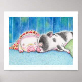 Mini Pigs Piglets Kids Art Poster Print