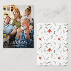 Mini Poinsettia Greenery God jul Photo Anteckningskort