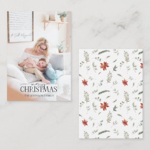 Mini Poinsettia Greenery Photo God jul Anteckningskort