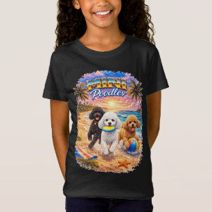 Mini Poodles Strand Semester Tropisk Solnedgång Hu T Shirt
