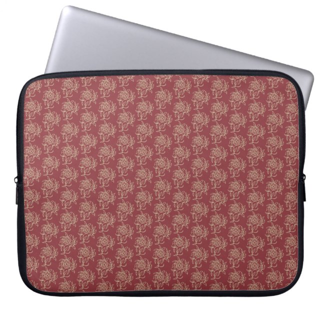 Mini-print Beige om Stil på Maroon Laptop Fodral (Framsidan)