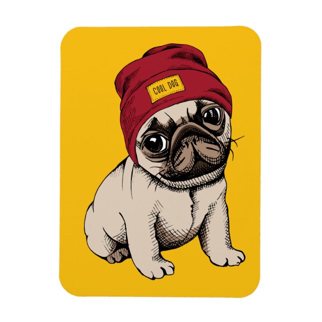 Mini Puppy Hipster Pug Magnet (Vertikal)