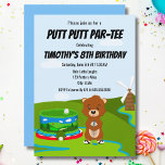 Mini Putt Putt Birthday Cute Gopher Kids Party Inbjudningar<br><div class="desc">Gratulera till ditt barns speciella dag på ett roligt och unikt sätt med denna Mini Putt Birthday Bash-inbjudan! Den vackra designen har en söt gopher som står bredvid ett mini golfhinder som kallas födelsedagskalas, omgiven av vibrerande dekorationer och en glad atmosfär. I bakgrunden snurrar det klassiska kvarn bort och lägger...</div>