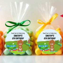 Mini Putt Putt Birthday Cute Gopher Kids Tack Runt Klistermärke