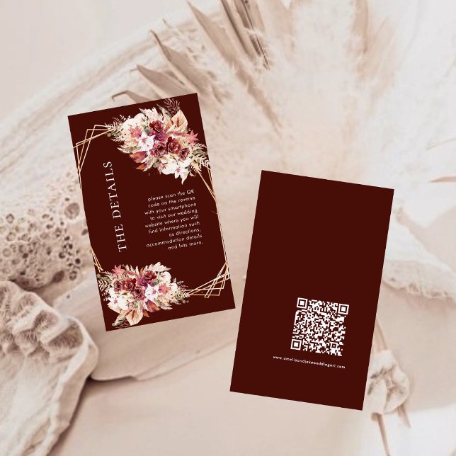 Mini QR Code Terracotta Boho Wedding Details  Tilläggskort (Skapare uppladdad)