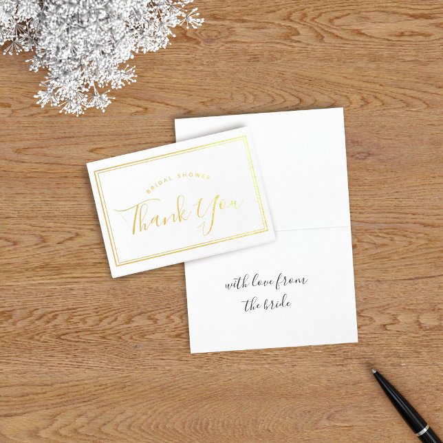 Mini-ramat Tack-kort för Möhippa Folierat Kort (Perfect foil thank you card to thank your guests for attending your bridal shower)