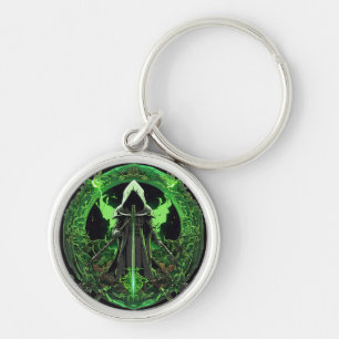 Mini Reaper Emblem i Grönt 6 Rund Silverfärgad Nyckelring