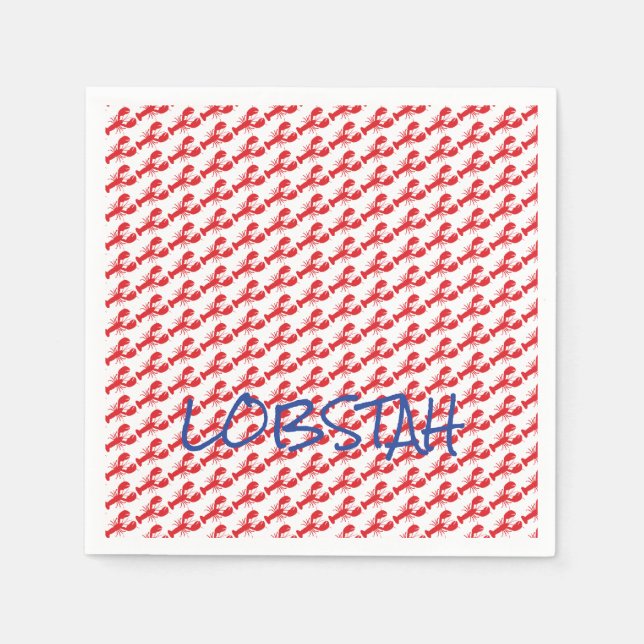 Mini Red Lobsters White Maine Blue LOBSTAH Lokals Pappersservett (Framsidan)