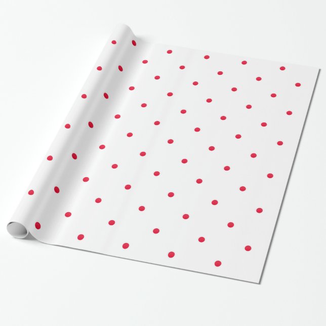 Mini Red Watercolor Polka dots Presentpapper (Utrullad)