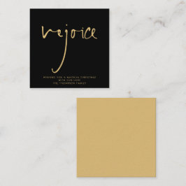 MINI | Rejoice Elegant Script Guld Black Helgdag Anteckningskort