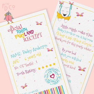 Mini Roligt Tooth Fairy Receive with A Cute Rhyme Anteckningskort