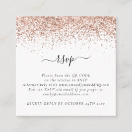 Mini Rosa Guld Glitter QR-kod Bröllop RSVP Tilläggskort