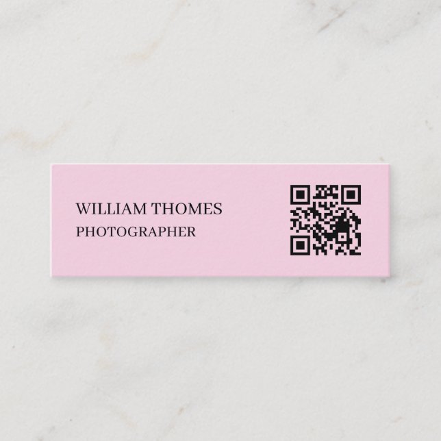 Mini Rosa QR Modern Kontakt Affärsstil Visitkort (Framsida)