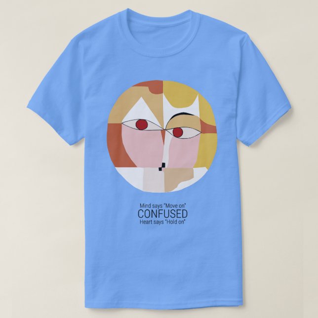 Mini säger att gå vidare på hjärtat säger: håll på t shirt (Design framsida)