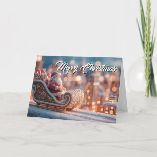 Mini-Santa i pepparkakssläde Kort