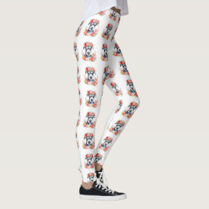 Mini Schnauzer Blommig Leggings