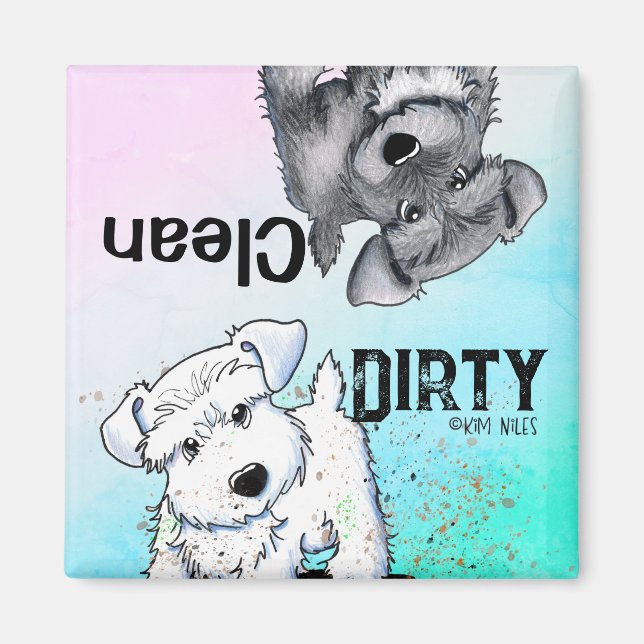 Mini Schnauzer Clean Dirty Dishwasher Magnet (Framsidan)