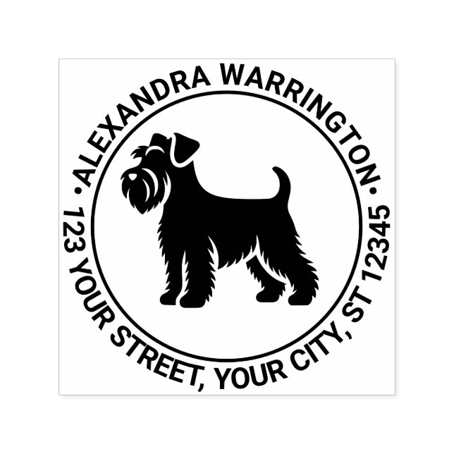Mini Schnauzer Hund Ständiga Sil Namn Ret Adress Självfärgande Stämpel (Design)