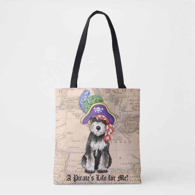 Mini Schnauzer Pirat Tote Bag Tygkasse (Framsida)