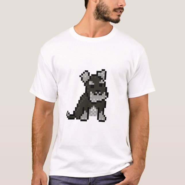 Mini Schnauzer Pixel Art T-Shirt (Framsida)