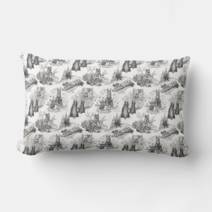 MINI SCHNAUZER Terrier Black Toile w/Gingham Lumbarkudde