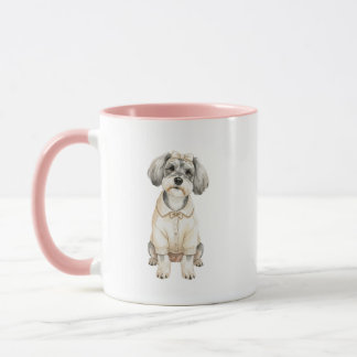 Mini Schnauzer Tjej Hund Illustration Mugg