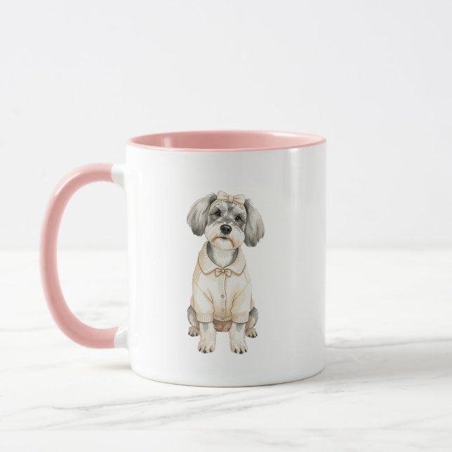 Mini Schnauzer Tjej Hund Illustration Mugg (Vänster)