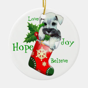 Mini- Schnauzerprydnad Julgransprydnad Keramik