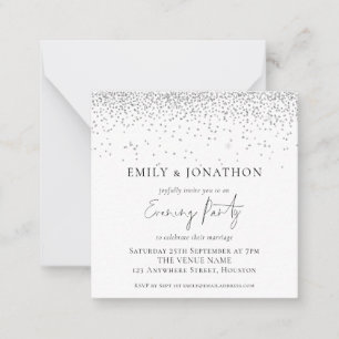 MINI Silver Glitter Bröllop Evening Party Inbjud Anteckningskort