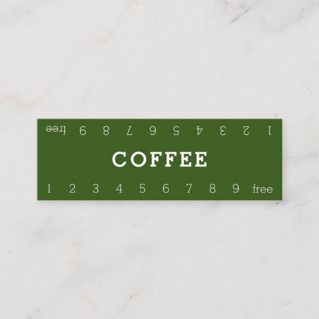 Mini Simple Dubbla Number Coffee Slå Card Lojalitetskort (Framsida)