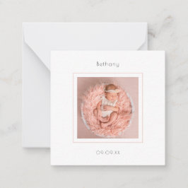 Mini Simple Photo Flicka Birth Notice Anteckningskort