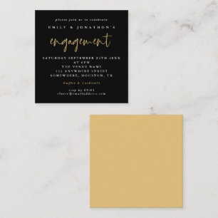 Mini Simple Script Guld Black Förlovning Inbjudan