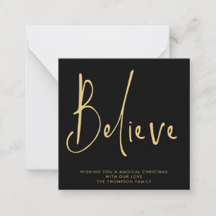MINI Simple Script Tro Guld Black Helgdag Anteckningskort