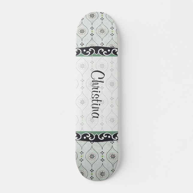 Mini Skateboard Blåa blommor Mönster (Framsida)