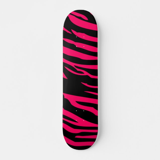 Mini-skateboard för shock rosa Black Zebra tryck Skateboard Bräda 20,5 Cm (Framsida)