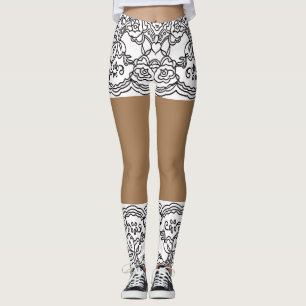 Mini Skirt Snöre Beige Leggings-XS-XL Leggings